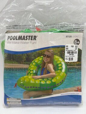 Poolmaster Snake Split Ring Inflatable 35-Inch Pool Float Green & Yellow Ages 8+